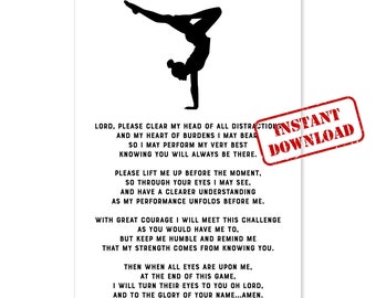 Digital Download - Gymnastics Prayer Poster - Athletes Prayer Wall Art - DIY Printable Art