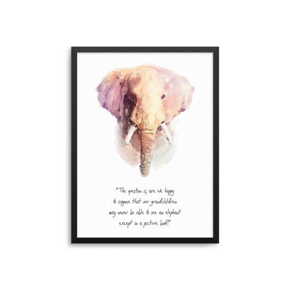 David Attenborough Elephant Conservation Citation Affiche Etsy France