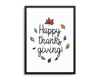 Happy Thanksgiving Poster - Autumn Colors Home Decor