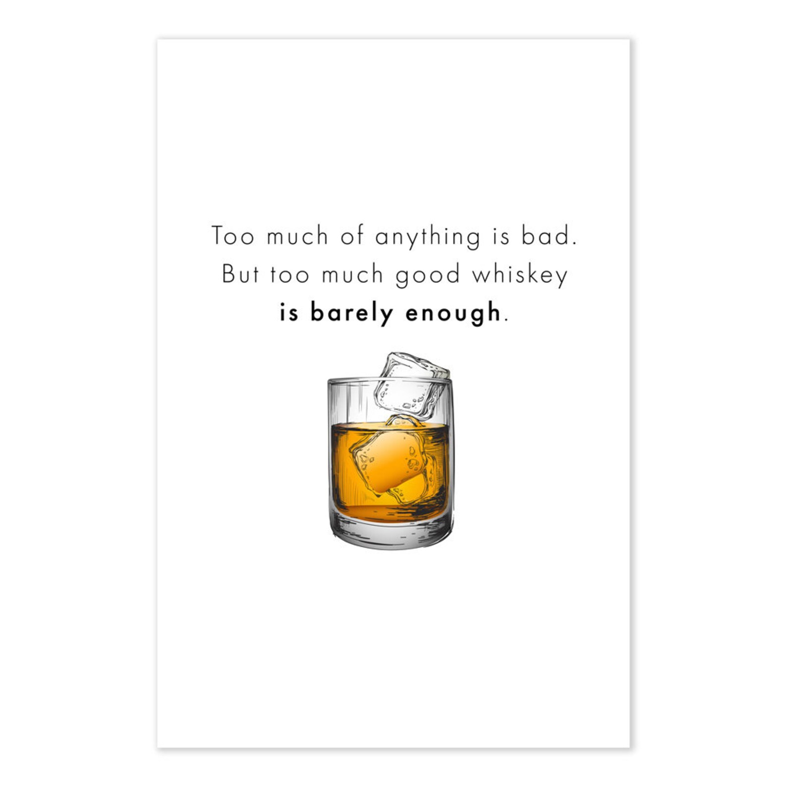 Too Much Good Whiskey Is Barely Enough Poster Funny Whiskey Etsy
