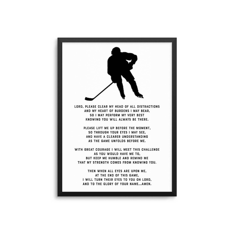 Hockey Prayer Poster Athletes Prayer Wall Art Etsy