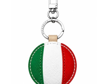 Mexico Flag Leather Keychain, Handmade Mexican Keyring Bag Charm Travel Gift for Him Car Luggage Tag