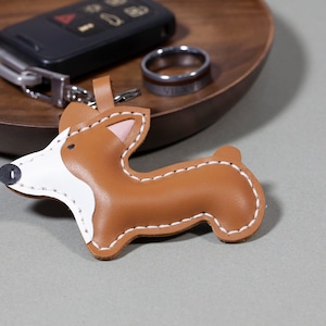 Leder Corgis Schlüsselanhänger, Taschenanhänger, Benutzerdefinierte Hunde Schlüsselbund, Stehende Haltung Welpen Leder Anhänger für Tierliebhaber, Geschenke für Freundin