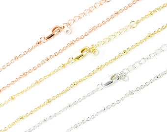 Finished Satellite Chain, 18K Gold/ Sterling Silver/ Rose Gold Plated Brass Chain, 16/18 Inch Soldered Chain, Oval Wire Chain, CB178