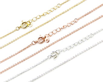 Finished Cable Chain, Brass Chain, 16/18/20/24 Inch Soldered Chain, Oval Wire Chain, Gold/ Silver/ Rose Gold/ Bronze/ Copper Plated, CB179