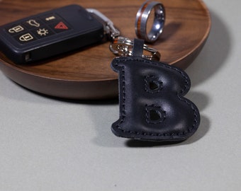 Dije de cuero para bolso con la letra B - Llavero con inicial personalizada - Dije de monedero con monograma hecho a mano - Regalo para ella
