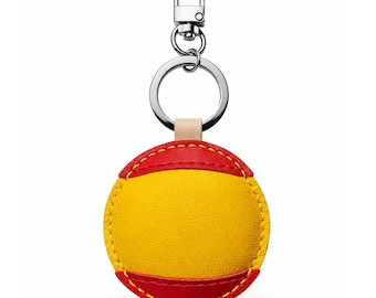 Spain Flag Leather Keychain, Handmade Spanish Keyring Bag Charm, Travel Gift for Him Car Luggage Tag