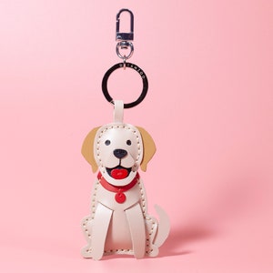 Leather Charm Keychain, Smiling Labrador Dog Charm, Bag Charm, Custom Dog Keychain, Sitting Posture, Gifts for Wife, Mather, Girlfriend