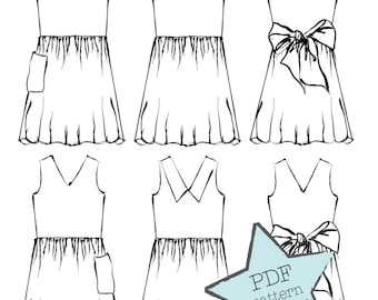 The Una Dress sewing pattern for girls. Sizes 2-9. A customizable two-hour dress with easy, professional results. PDF instant download.