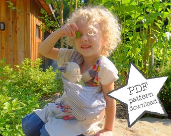 Doll sling sewing pattern for children-boys or girls. Great for remnant fabrics! Easy DIY gift. Sizes toddler to teen. Instant PDF download.