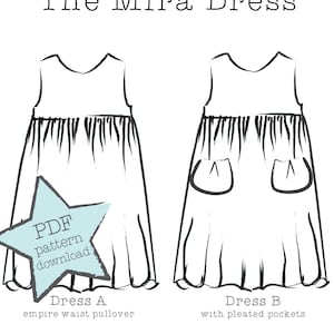 The Mira Dress sewing pattern for girls. Sizes 2-9. A versatile two-hour dress with easy, professional results. PDF instant download.
