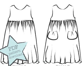 The Mira Dress sewing pattern for girls. Sizes 2-9. A versatile two-hour dress with easy, professional results. PDF instant download.