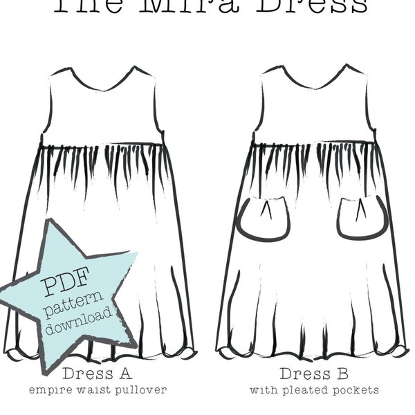 The Mira Dress sewing pattern for girls. Sizes 2-9. A versatile two-hour dress with easy, professional results. PDF instant download.