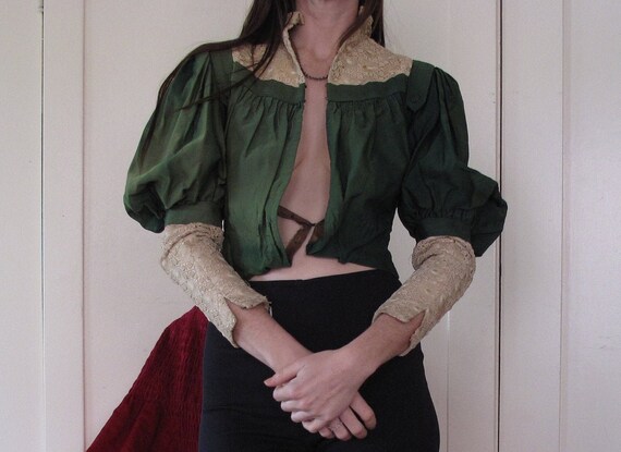 Edwardian Poison Green Bodice sz Xs