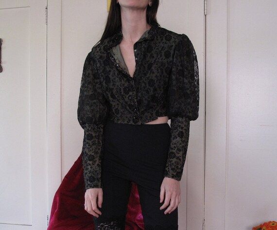 Edwardian Puff Sleeve Lace Blouse sz Sm