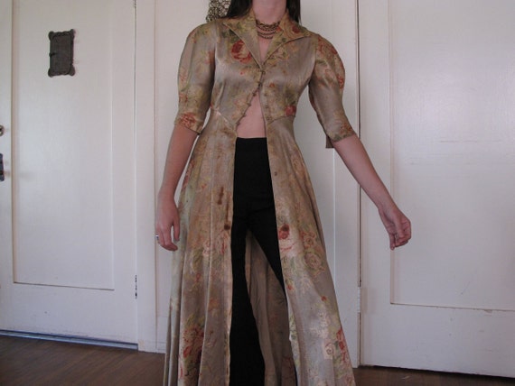 1930's 40's Rose Floor Length Duster As-IS sz Sm