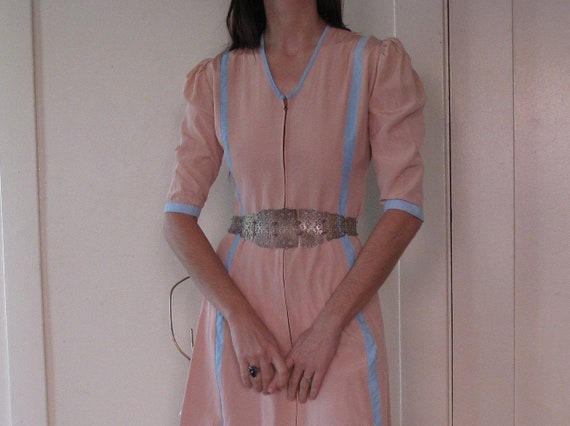 1930's Zip Front House Dress sz Sm