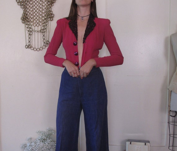1930's Hot Pink Crepe Blazer sz Sm