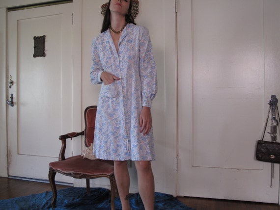 1940's French Work Wear Floral Cotton Overcoat or