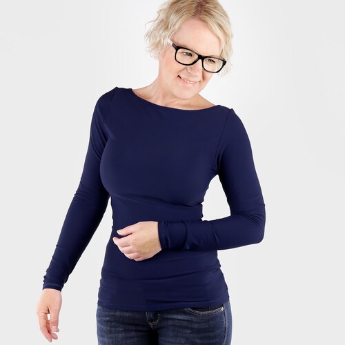 boat neck long tops for ladies