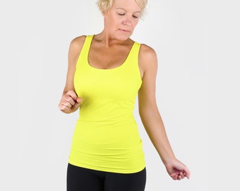 Yellow Tank Top / Double Layer Tank Top / Not See Through / Wide Strap Tank Top / Essential Tank Top / Seamless Tank Top / Basic Tank Top