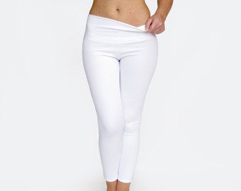 High Waist Yoga Pants / White Leggings / Crop White Yoga Pants / Womens Activewear / White Pants / White Yoga Tights / White Gymwear