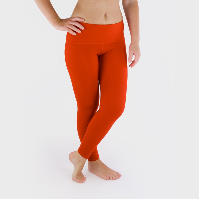 Red Leggings / Low Rise Leggings / Womens Workout Pants