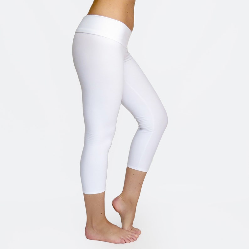White Yoga Pants White Leggings Workout Wear Fitness Clothing Low Rise Leggings Yoga Capris Gym Leggings White Pants