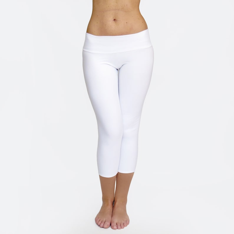 White Yoga Pants White Leggings Workout Wear Fitness Clothing Low Rise Leggings Yoga Capris Gym Leggings White Pants