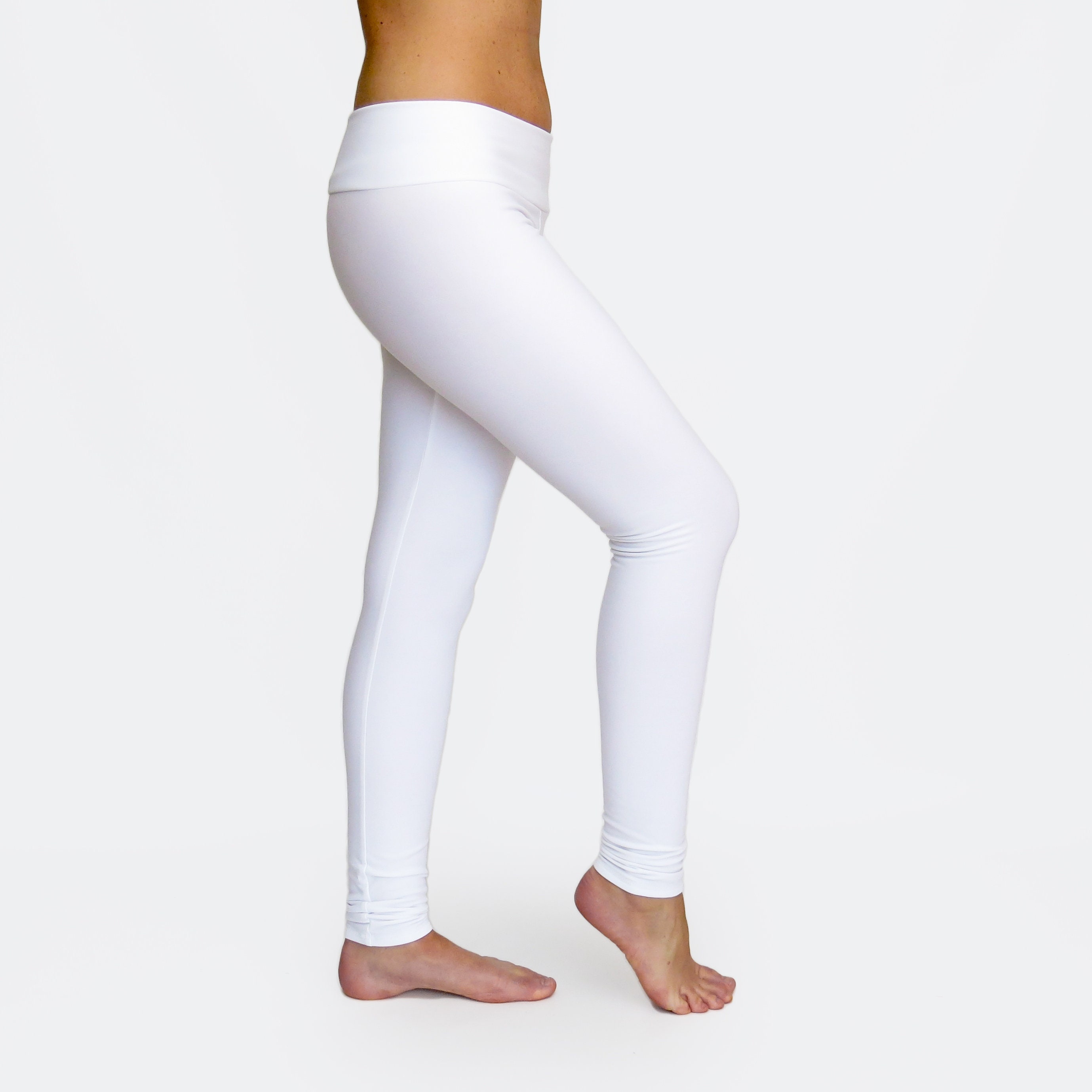 White Leggings / White Yoga Pants / Low 