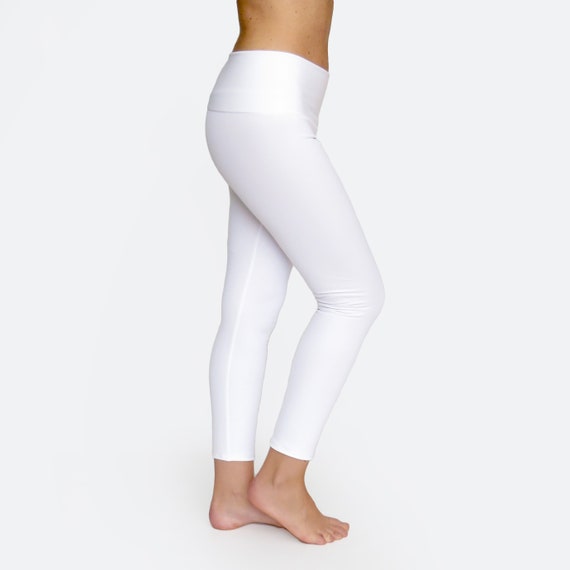 High Waist Yoga Pants / White Leggings / Crop White Yoga Pants / Womens  Activewear / White Pants / White Yoga Tights / White Gymwear 