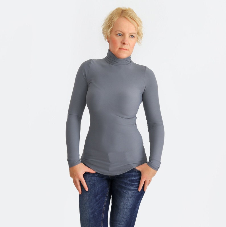 gray turtleneck tunic