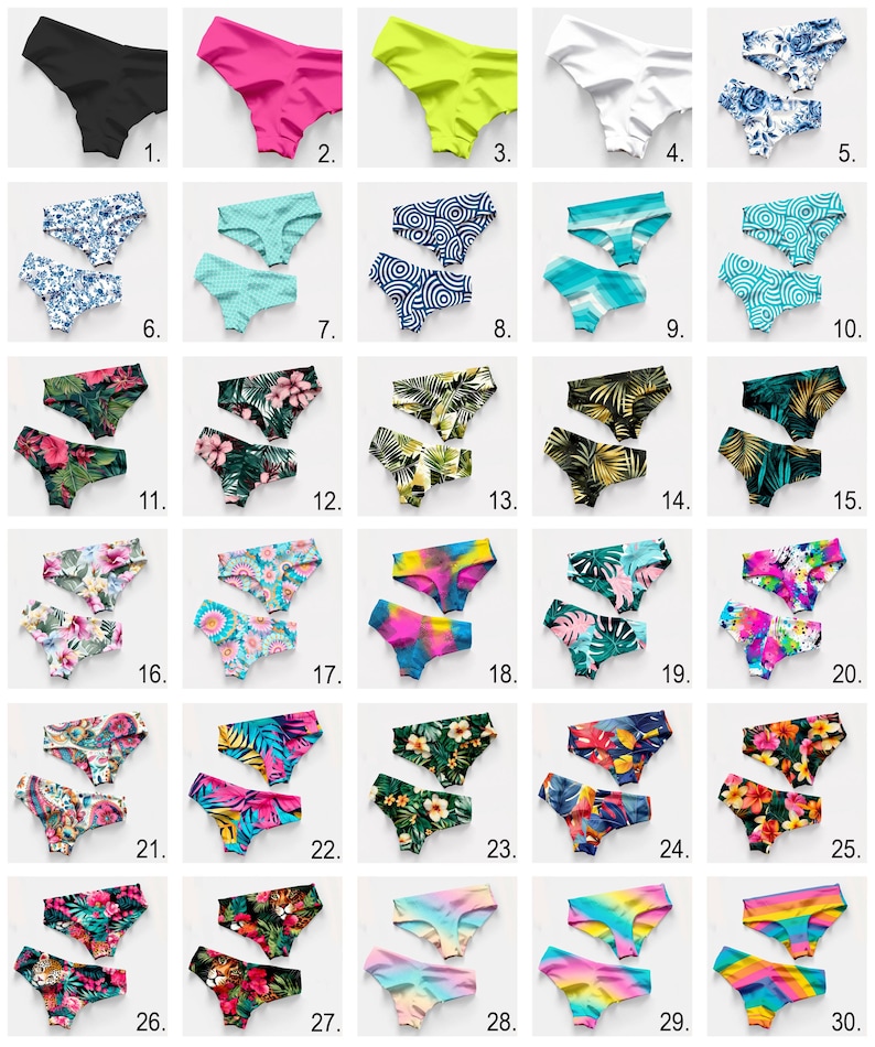 Reversible Tropical Bikini Bottom – Handmade Seamless Floral Swimwear image 3