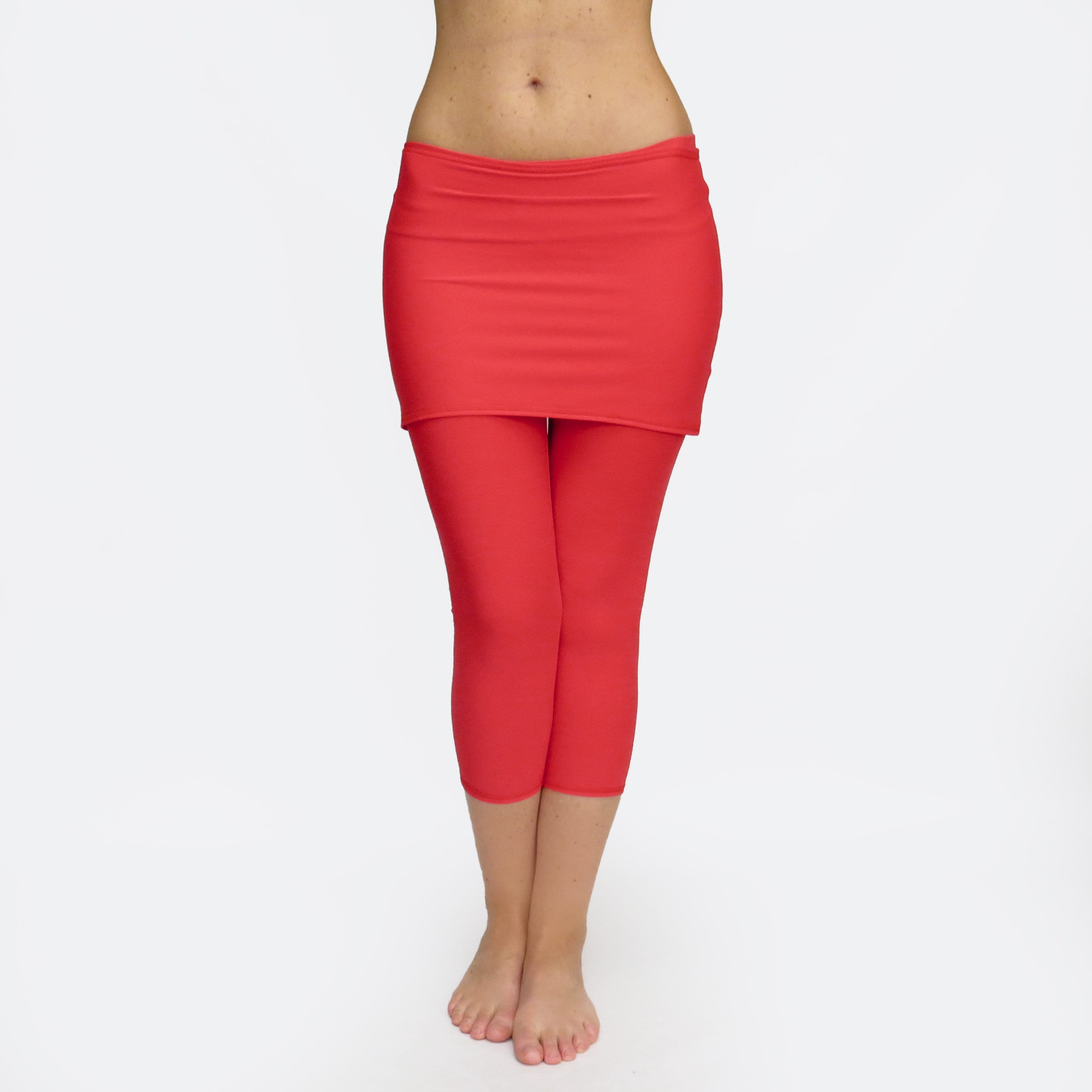 Skirted Yoga Pants / Skirted Leggings / Red Yoga Tights / Etsy