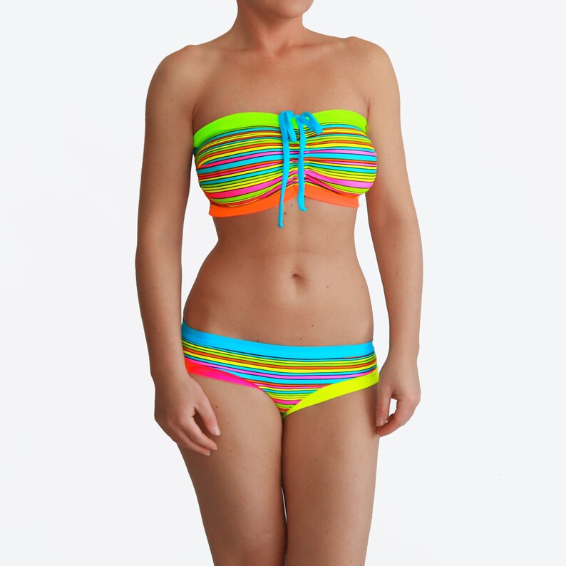 Colorful Bikini / Bandeau Swimsuit / Bathing Suits Women / Etsy