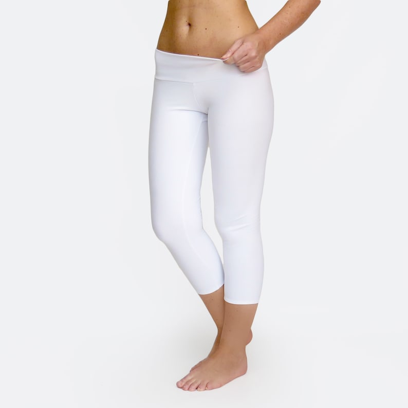 White Yoga Pants White Leggings Workout Wear Fitness Clothing Low Rise Leggings Yoga Capris Gym Leggings White Pants