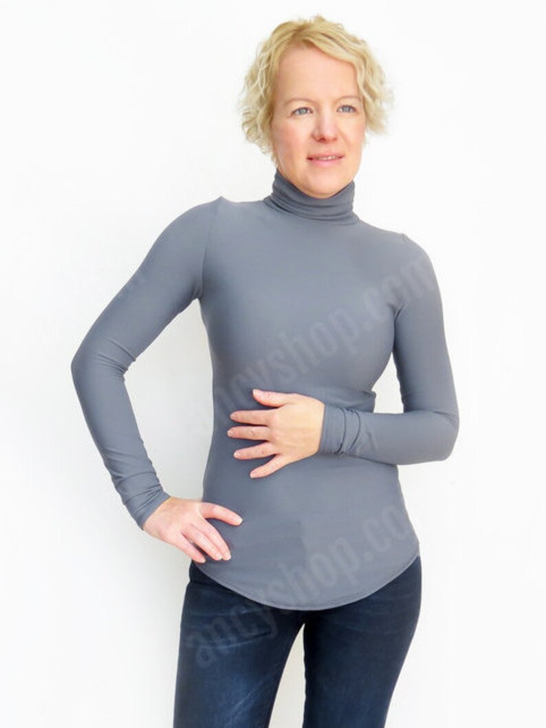 Gray Turtleneck / Gray Tunic Top / Extra Long Sweater / Mock - Etsy