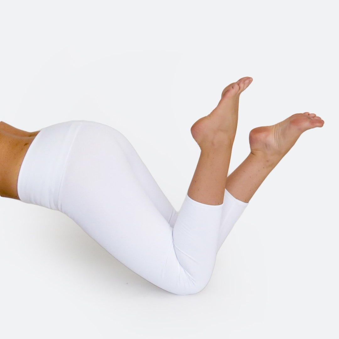 White Yoga Pants / White Capri Leggings / High Waist Yoga - Etsy