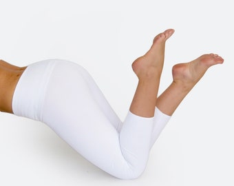 White Yoga Pants / White Capri Leggings / High Waist Yoga Pants / Workout Leggings / White Yoga Leggings / High Waist Leggings