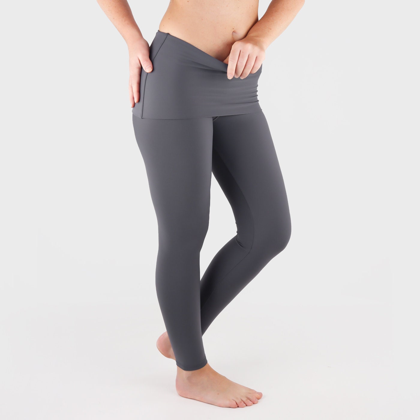 Fold Over Leggings / Gray Leggings 