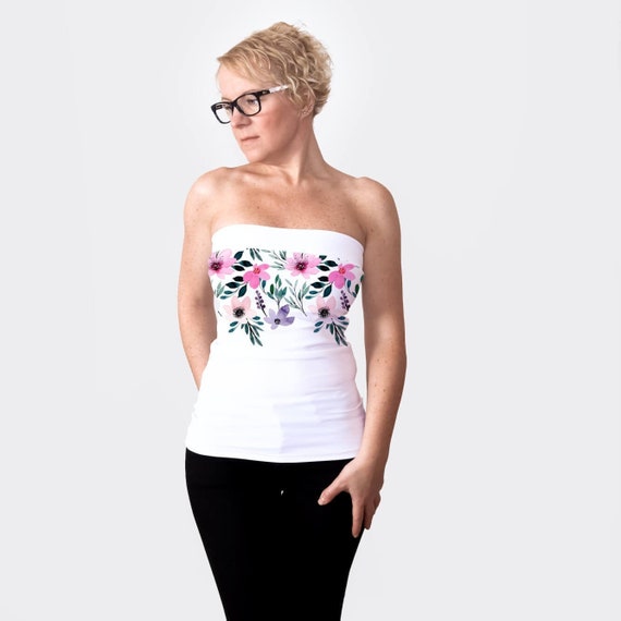 Floral Tube Top White Crop Top White 