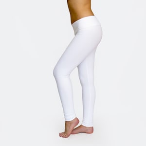 White Leggings / White Yoga Pants / Low Rise Leggings / Womens Yoga Pants / Workout Leggings / White Yoga Leggings / Low Waisted Pants image 9