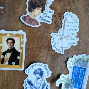 Emma M. Lion Vinyl Stickers: Dangerous Reader, Cello, Portrait Designs (Set)