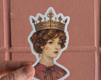 Emma M. Lion E of A Sticker - Victorian girl with crown sticker
