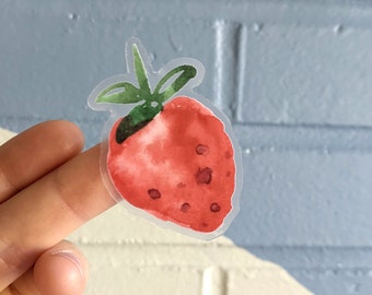 Strawberry Sticker - Watercolor strawbery clear nature sticker