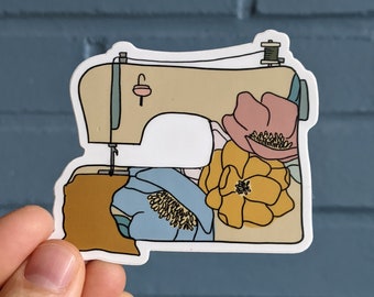 Floral Sewing Machine Sticker | Cottagecore Quilting Vinyl Decal (Waterproof)