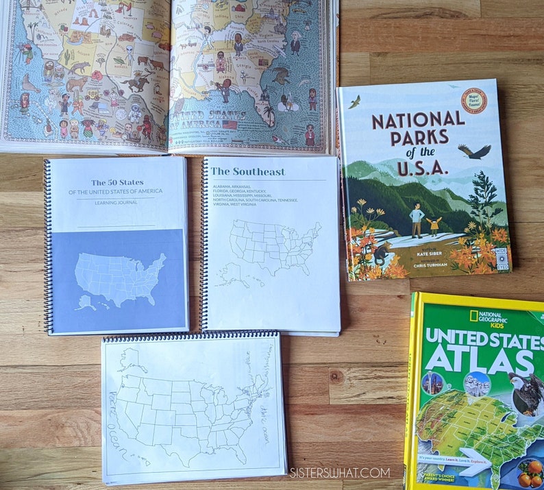 USA 50 states and capitals, USA Geography Research Bundle, geography worksheets, 50 states home school PRINTABLE Digital image 1