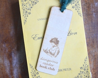 Emma M. Lion Dangerous Reader Bookmark | Laser Cut  Wooden | Victorian Reader Gift