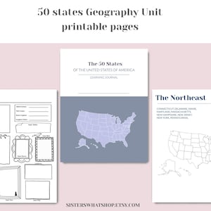 USA 50 states and capitals, USA Geography Research Bundle, geography worksheets, 50 states home school PRINTABLE Digital image 2