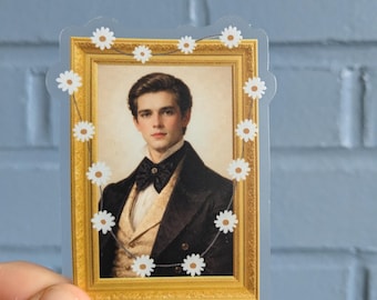 Unselected Journals of Emma M. Lion Sticker Duke Islington portrait with daisies